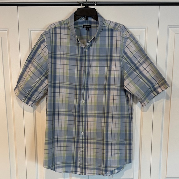 George Men's Casual Blue and Green Plaid Shirt - Picture 8 of 8